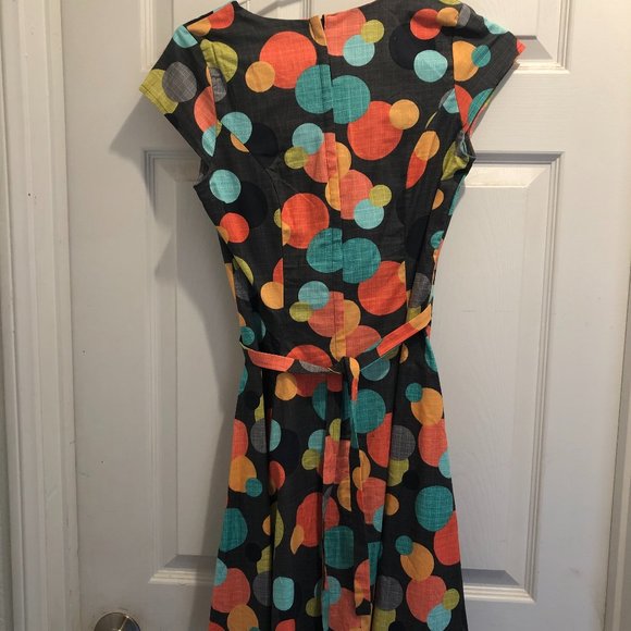 Cute Multicolor Polka Dot Swing Dress - Picture 4 of 7